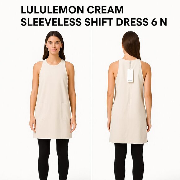 Lululemon Cream Sleeveless Shift Dress 6 NWT - Picture 1 of 12